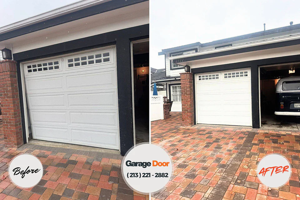 Before and after: garage door repair Falcon Heights, MN